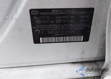 2016 Hyundai Sonata Sport из США, поврежденный, VIN 5NPE34AF3GH346290